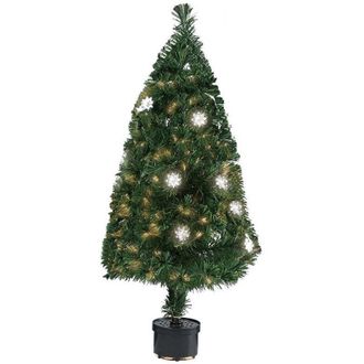 Trade Shop Trade Shop - Albero Di Natale Fibra Ottica Flower 120cm 140 Punte Con 18 Fiori Colore Verde