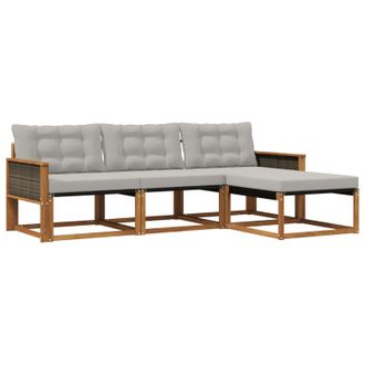 vidaXL Conjunto De Sof&aacute;s De Exterior 4 Pcs Natural Y Gris Claro Vidaxl
