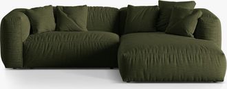 MICADONI Modulares 3-Sitzer Design Ecksofa Martina - Strukturstoff Grün