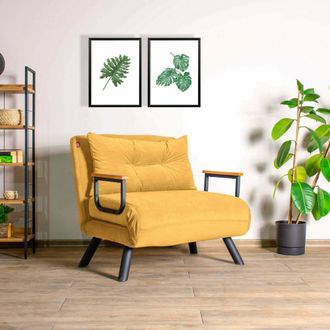Dmora Sill&oacute;n Keoni, Silla Reclinable, Brazos, Soporte De Peso 100 Kg, 60x78x78h Cm Amarillo