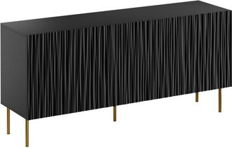Mirjan24 Aparador Lorelbo 100, Negro + Dorado, 75x152cm, N&uacute;mero De Puertas: 043cm, Mdf, Aglomerado Laminado