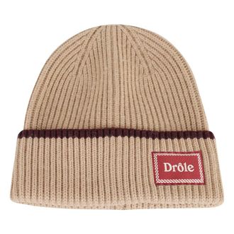 Dr&ocirc;le de Monsieur Beige Wool Hat with Logo Flap