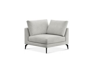 Castlery Lena Corner Sofa Customized, Performance Classic Twill Medium Grey, Matte Black Legs, Spill Resistant, Removable Covers for Castlery