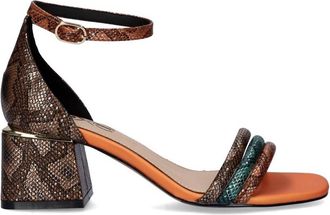 Ex&eacute; Womens Carmen Low Heel Sandal In Orange Multi
