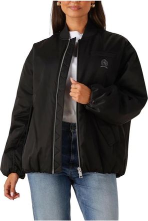 Tommy Jeans Jassen, Dames, Zwart, XL, Polyester, Lang Bomberjack voor Vrouwen
