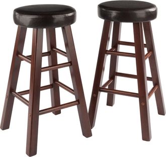 Winsome Maria Cushioned Counter Stool, 2-Pc Set, Espresso & Walnut