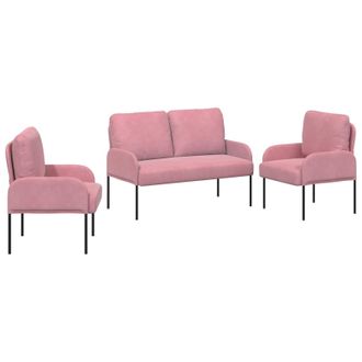 vidaXL Juegos De Sof&aacute;s 3 Uds. Rosa Madera Contrachapada Vidaxl