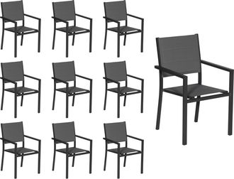 Happy Garden Happy Garden - Juego De 10 Sillas Tapizadas De Aluminio Antracita Textileno Gris
