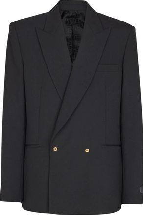 Balmain Wollen blazer met 2 knopen - Heren - Blazers - Zwart - L - Wol - Jassen