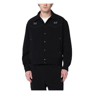 Needles Light Jackets, male, Black, Size: XL Black Long Sleeve Shirt
