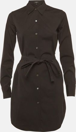 Theory Black Cotton Long Sleeve Shirt Dress