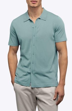 Cuts Riviera Cotton Blend Knit Camp Shirt in Isle Blue at Nordstrom, Size Xx-Large