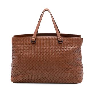 Bottega Veneta Pre-owned Tote Bags, female, Brown, Size: ONE SIZE Pre-owned Woven Leather Tote Bag
