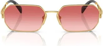 Prada 58mm Gradient Rectangular Sunglasses in Gold/Pink at Nordstrom