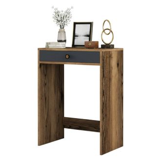Dmora Consola Solstice, Mesa Multiusos, Gabinete De Soporte, Escritorio De Pasillo, 70x85h40 Cm, Nogal Y Antracita, Con Embalaje Reforzado - Dmora