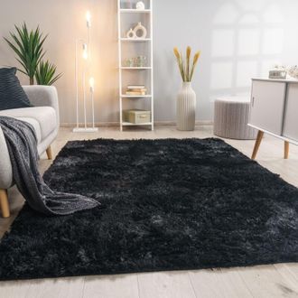 OEM Tappeto Per Soggiorno, Pelo Lungo In Pelliccia Sintetica, Morbido, Monocromatico, 80x150 Cm, Nero