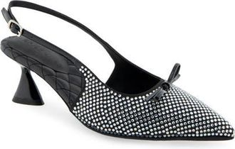 Aerosoles Janice Slingback Pointed Toe Pump in Black Satin at Nordstrom, Size 6.5