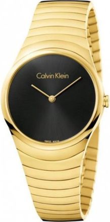 Calvin Klein Whirl Zwarte Wijzerplaat Dames Goudkleurig Horloge - Dames - Horloges - Geel - ONE Size - Accessoires