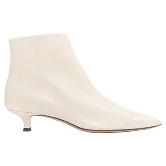 The Row Coco cream coal soft calfskin ankle kitten heel ankle boots EU37