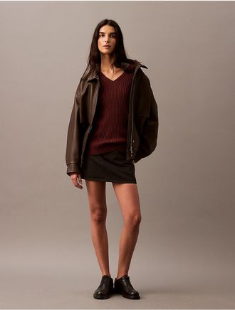 Calvin Klein Womens Soft Rib V-Neck Sweater - Red - XS