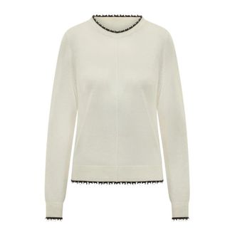 Pinko Pamplona Ronde Hals Trui - Dames - Ronde hals truien - Wit - M - Truien & Vesten