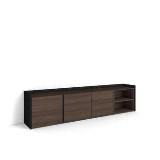 Skraut Home Mueble tv efecto madera roble oscuro y negro 207x35x50cm