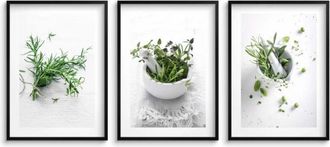 OEM P&oacute;sters De Pared Cuadros De Pared En Marco Negro Juego De Cocina Hierbas