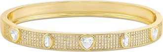 SHYMI Fancy Shape Bangle with Pav&eacute; Stones -.925 Sterling Silver, 14K Gold-Plated, Rhodium Plated, Cubic Zirconia, Day to Night