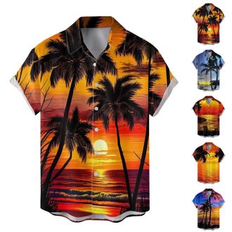 Generic Button Down Shirts for Men Holiday Hawaiian Shirt Mens Oversized Short Sleeve Shirt Beach Holiday Top Mens Solid Satin Button Up Shirt Casual Short Sl
