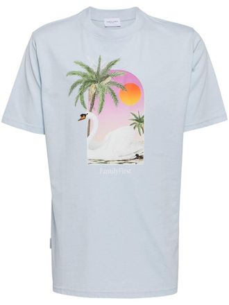 Family Fir$t Milano Swan-print cotton T-shirt - Blue