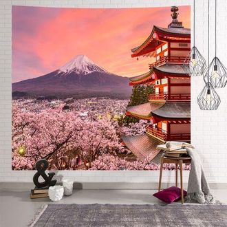 OEM Tapiz Japon&eacute;s Del Monte Fuji 150x200 Decoraci&oacute;n De Pagoda Asi&aacute;tica