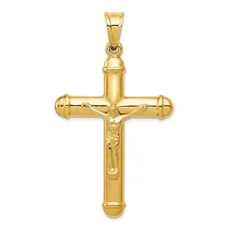 Diamond2Deal 14k Yellow Gold Reversible Crucifix Pendant