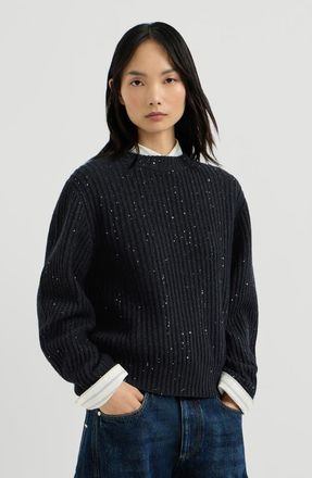 Brunello Cucinelli Sparkling & Dazzling cashmere and wool ribbed sweater in Cobalt at Nordstrom, Size Xx-Small