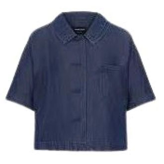 Giorgio Armani Denim Shirts, female, Blue, Size: XS Boxy crop shirt