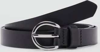 Mango Cintura pelle fibbia ovale nero - Donna - S - MANGO