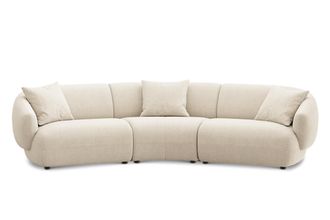 Castlery Auburn Curve Sofa Customized, Performance Linen Weave, Cream, Spill Resistant, Modular for Sofas by Castlery