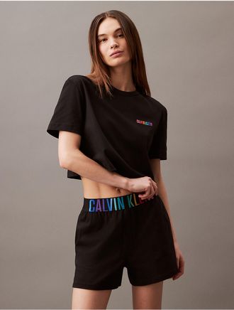 Calvin Klein Womens Intense Power Pride Lounge Sleep T-Shirt - Black - XS