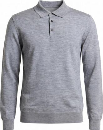 PESERICO Virgin Wool Polo - Heren - Ronde hals truien - Grijs - 2XL - Wol - Truien & Vesten