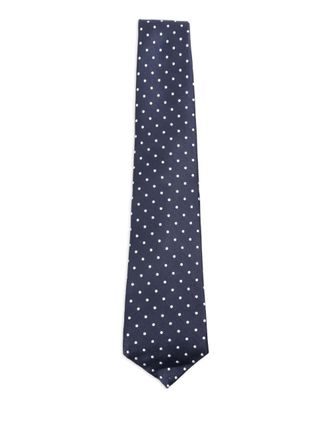 Kiton polka-dot silk tie - Blue