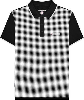 Lambretta Heren Gingham All-Over Print Big & Tall Polo Shirt (Zwart)