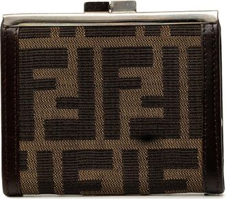 Fendi Pre-owned Fendi Zucca Canvas Kiss Lock Wallet Ladies OWKAPN07GOIJD73N