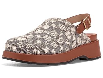 Coach Sculpted C Platform Clogs In Signature Textile Jacquard Womens Clog Shoes Cocoa/Burnished Amber : 11 M, Leather