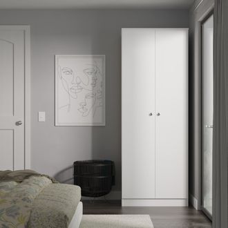 Lewis's Yarmouth Tall Plain Wardrobe in White & White Matt - Ready Assembled - Lewiss Home | TJ Hughes