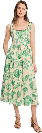 Avec Les Filles Linen Blend Floral Print Midi Dress Womens Dress Parrot Fan : 10, Linen/Rayon