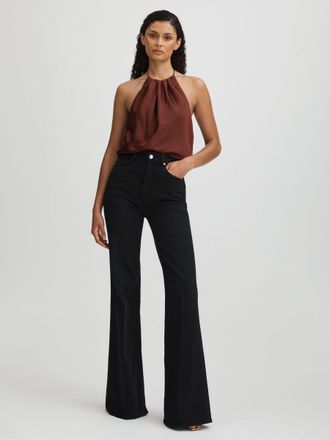 Paige Paige Gisele Top Silk Plain, Brown Size: 10