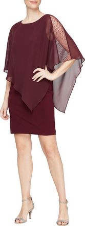 S.L. Fashions Short Sheath Dress & Embellished Cape Set in Fig at Nordstrom, Size 14
