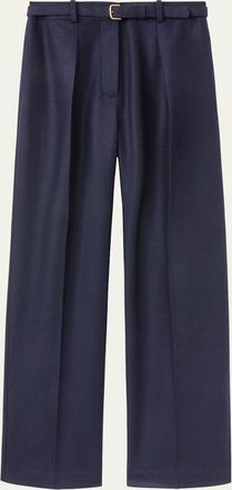 Loro Piana Edward Pintuck Belted Wool Cashmere Trousers