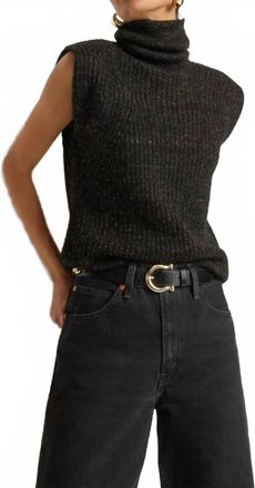 Nation Ltd Isha Turtleneck Tank In Shiny Jet