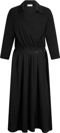 Liu Jo Flared Midi Jurk - Dames - Casual kleedjes - Zwart - M - Polyester - Kleedjes