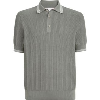 Brunello Cucinelli Cotton knit polo in Khaki at Nordstrom, Size 54 It